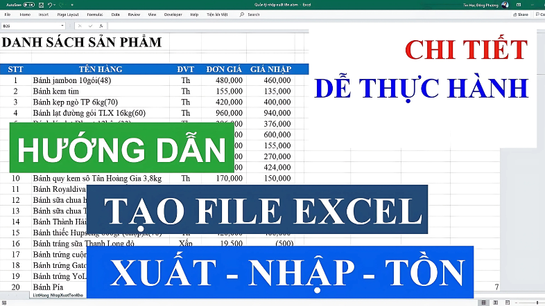 Hướng dẫn chi tiết cách lập bảng xuất nhập tồn kho bằng Excel